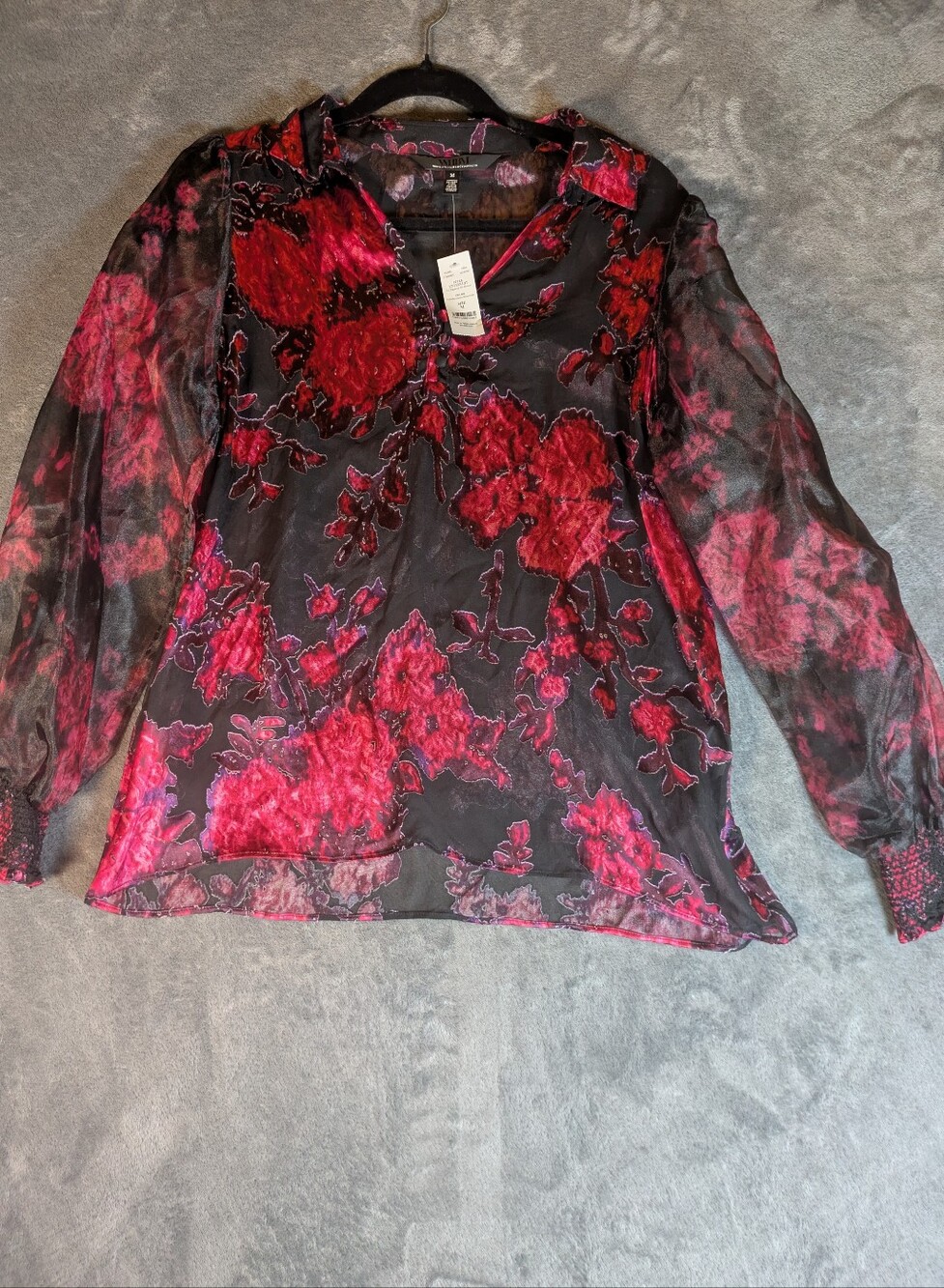 WHBM Long Sleeve Organza Sleeve Blouse (Style #570358197)
